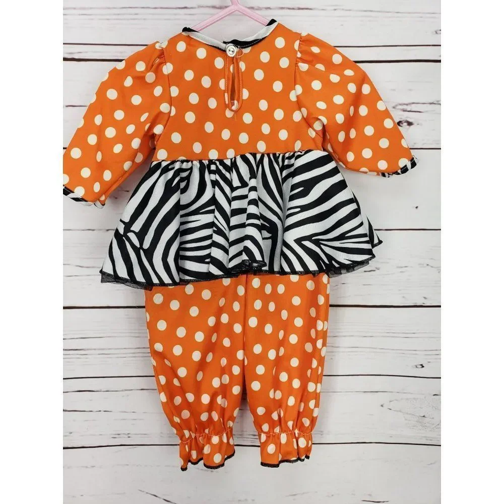 Laura Dare Orange Blue Dots Animal‎ Print Girls 6 Months Boutique One Piece